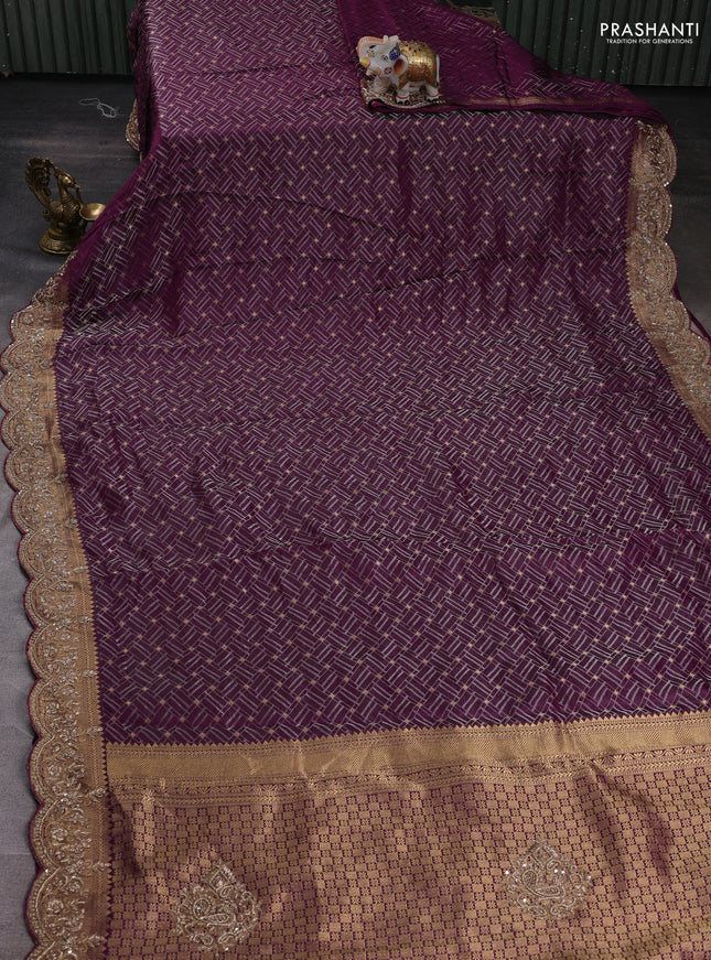 Purple Kanchipuram Silk - Embroidery