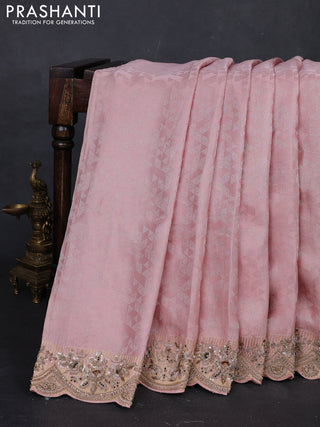 Peach  Pure Kanchipuram Silk - Embroidery