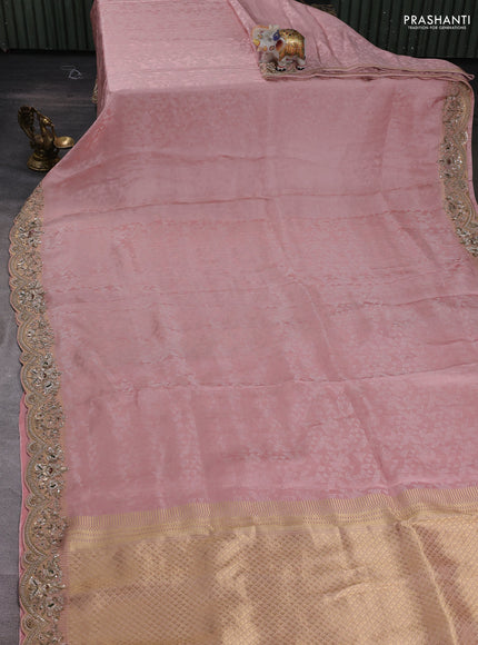 Peach  Pure Kanchipuram Silk - Embroidery
