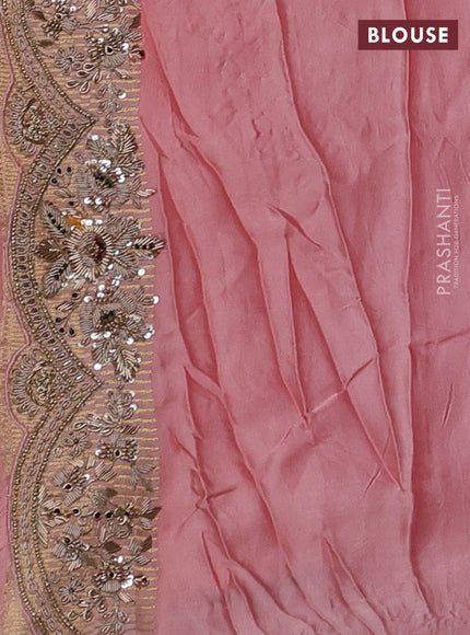 Peach  Pure Kanchipuram Silk - Embroidery