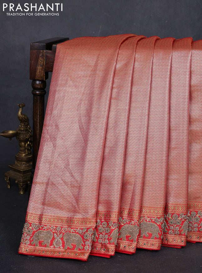 Red Kanchipuram Silk - Embroidery