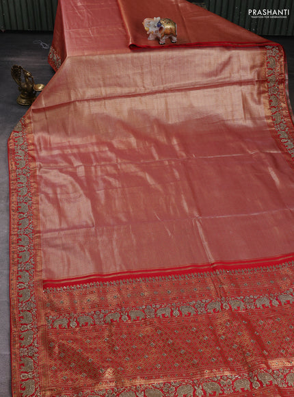 Red Pure Kanchipuram Silk - Embroidery