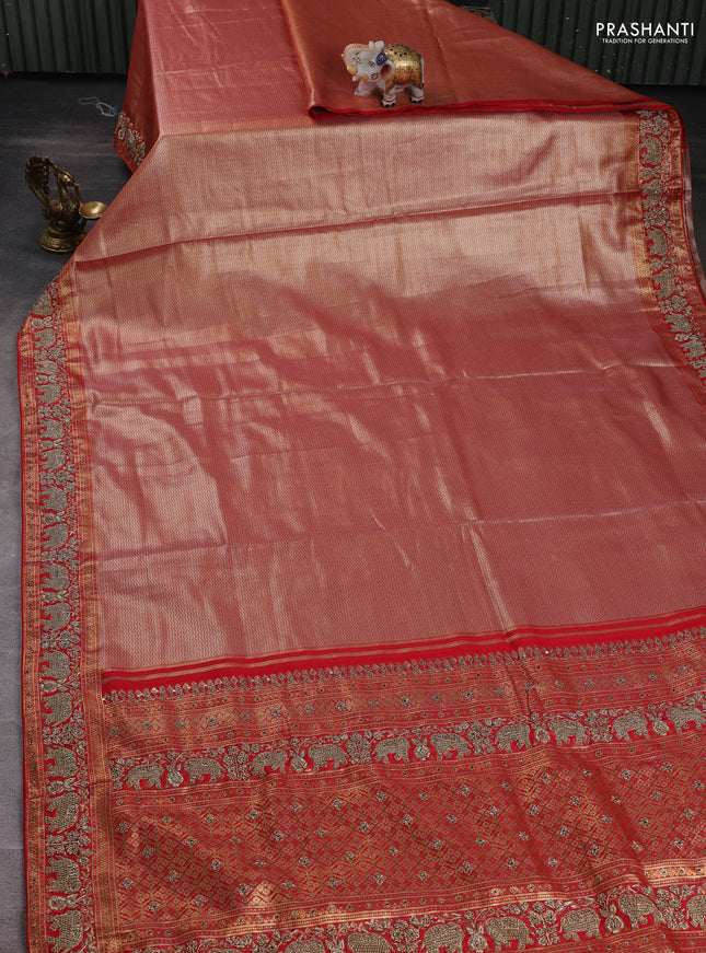 Red Kanchipuram Silk - Embroidery
