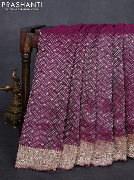 Purple Pure Kanchipuram Silk - Embroidery