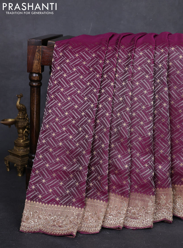 Purple Kanchipuram Silk - Embroidery