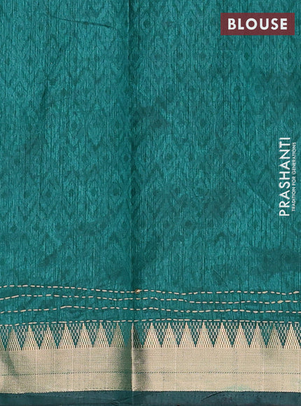 Purple & Green Semi Tussar Saree - Kantha Work