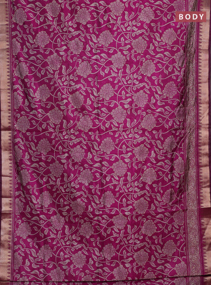 Magenta Pink Semi Tussar Saree - Kantha Work