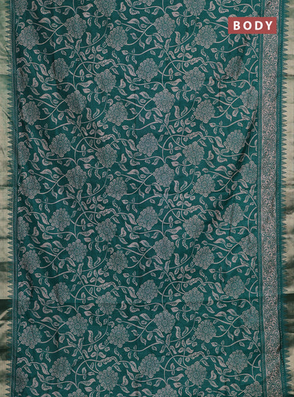 Green Semi Tussar Saree - Kantha Work