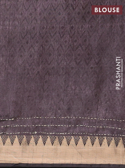 Grey Semi Tussar Saree - Kantha Work