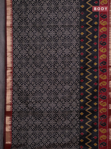 Black & Maroon Semi Tussar Saree - Kantha Work