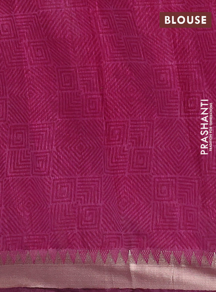 Rosy Brown & Magenta Pink Semi Tussar Saree - Kantha Work