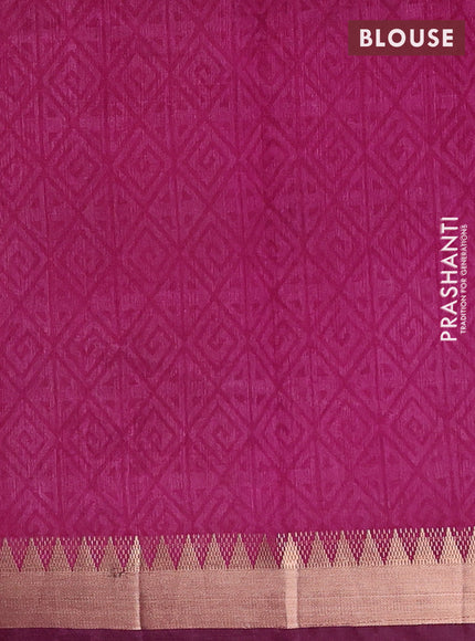Grey & Magenta Pink Semi Tussar Saree - Kantha Work