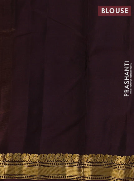 Mustard Green & Coffee Brown Kanchipuram Silk - Buttas