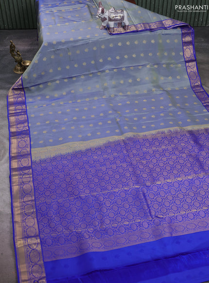 Grey & Blue Kanchipuram Silk - Buttas