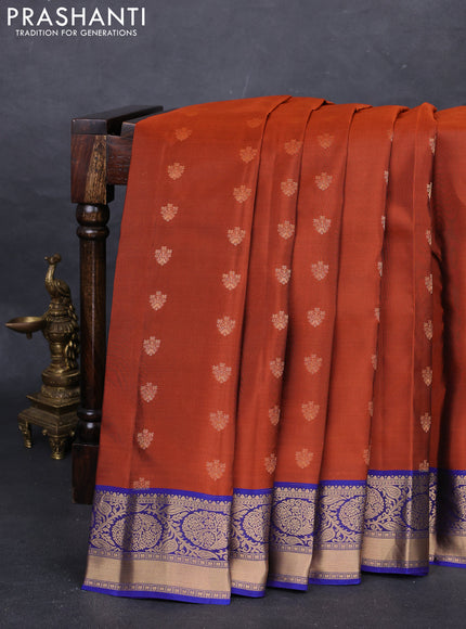 Rust & Blue Kanchipuram Silk - Buttas