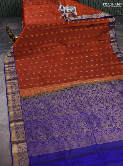 Rust & Blue Kanchipuram Silk - Buttas