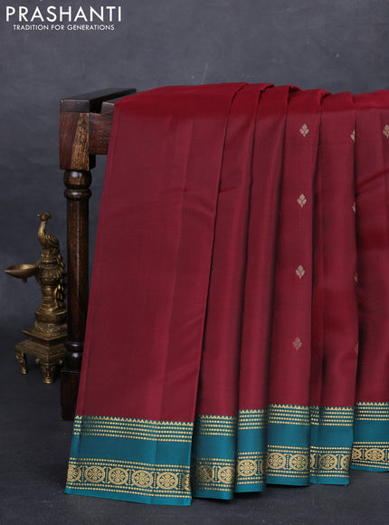 Maroon & Teal Green Kanchipuram Silk - Buttas
