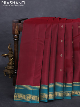 Maroon & Teal Green Kanchipuram Silk - Buttas