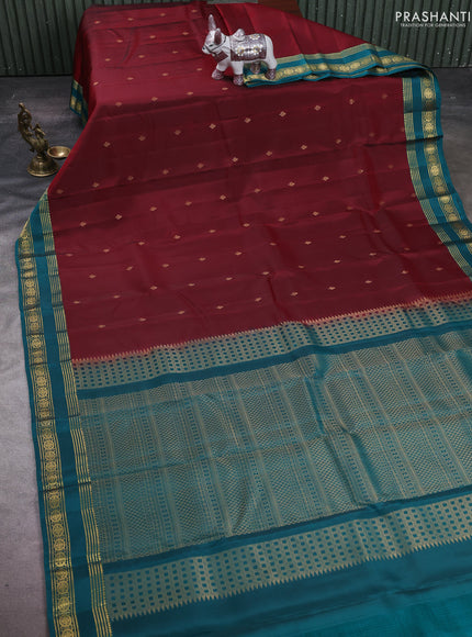Maroon & Teal Green Kanchipuram Silk - Buttas