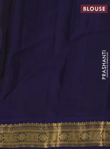 Mehendi Green & Navy Blue Kanchipuram Silk - Buttas