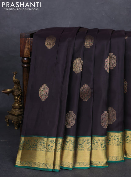 Black & Green Kanchipuram Silk - Buttas