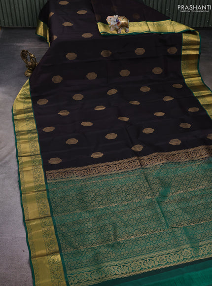Black & Green Kanchipuram Silk - Buttas