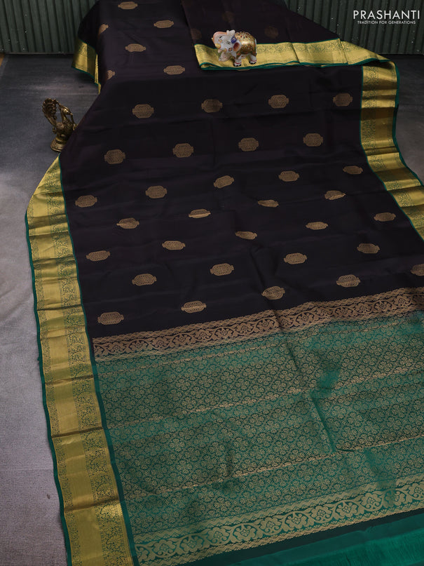 Black & Green Kanchipuram Silk - Buttas