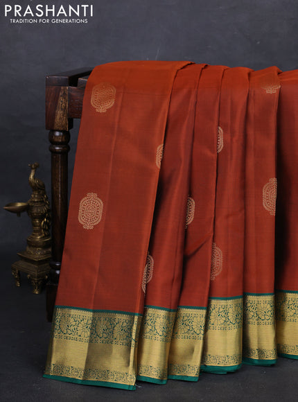 Rust  & Green Kanchipuram Silk - Buttas