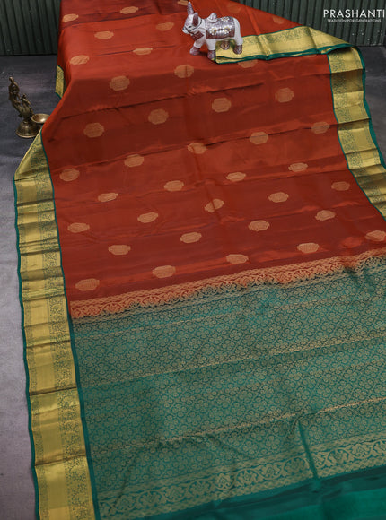 Rust  & Green Kanchipuram Silk - Buttas