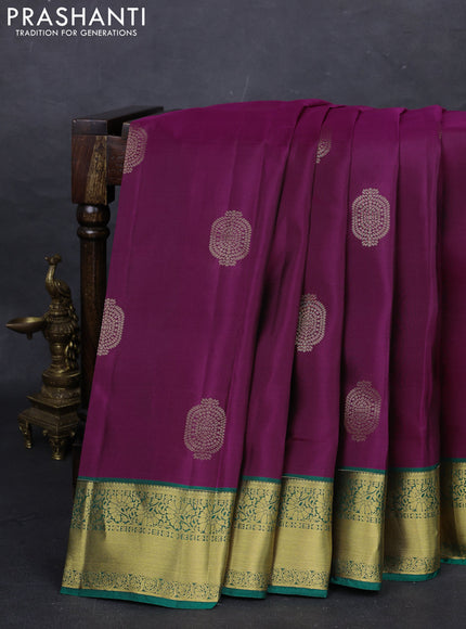 Magenta Pink & Green Kanchipuram Silk - Buttas