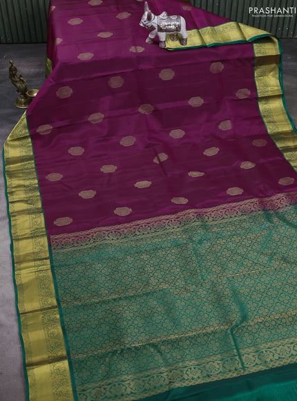 Magenta Pink & Green Kanchipuram Silk - Buttas