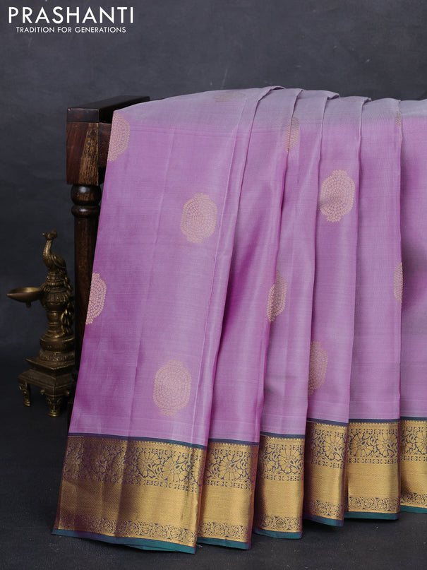 Pastel Purple & Green Kanchipuram Silk - Buttas