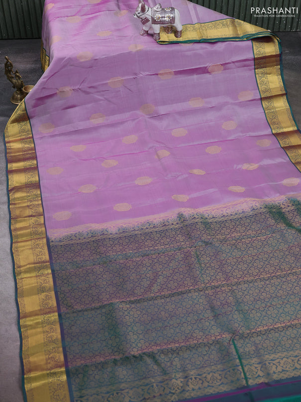 Pastel Purple & Green Kanchipuram Silk - Buttas