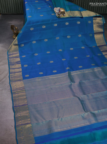 Teal Blue Kanchipuram Silk - Buttas
