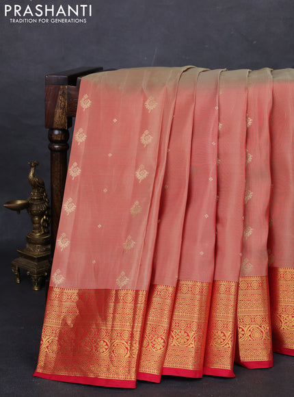 Pastel Red & Red Kanchipuram Silk - Buttas