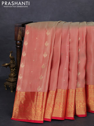 Pastel Red & Red Kanchipuram Silk - Buttas