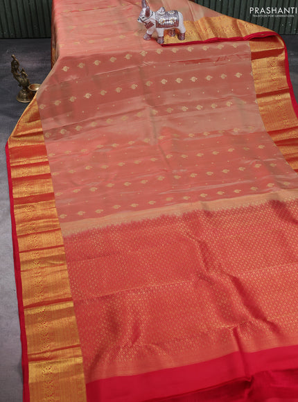 Pastel Red & Red Kanchipuram Silk - Buttas