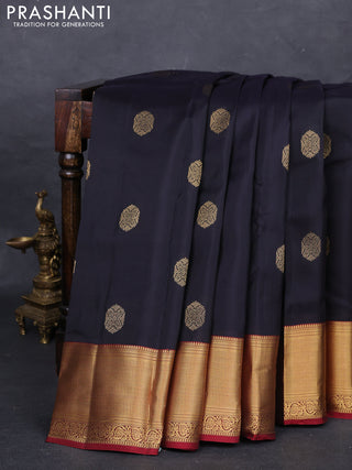 Black & Maroon Kanchipuram Silk - Buttas