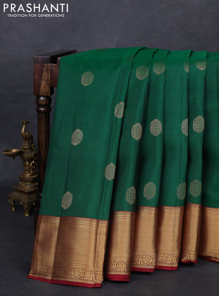Green & Maroon Kanchipuram Silk - Buttas