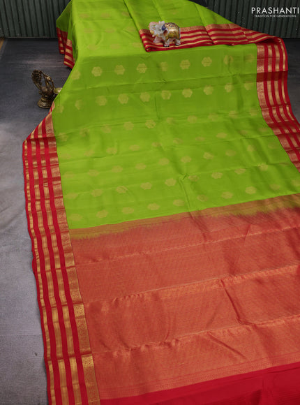 Green & Red Kanchipuram Silk - Buttas