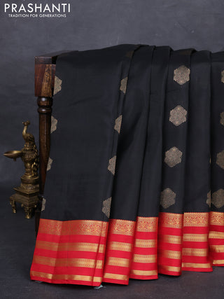 Black & Red Kanchipuram Silk - Buttas