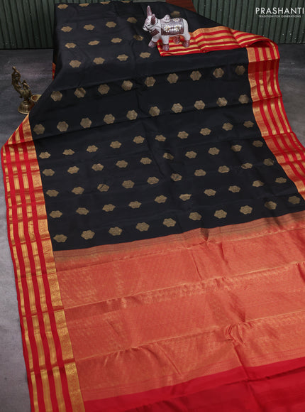 Black & Red Kanchipuram Silk - Buttas