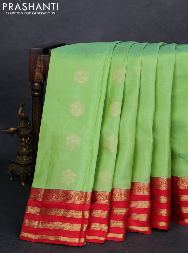Fluorescent Green & Red Kanchipuram Silk - Buttas