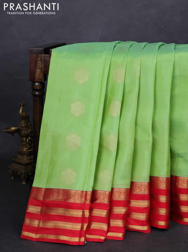 Fluorescent Green & Red Kanchipuram Silk - Buttas