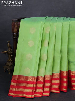 Fluorescent Green & Red Kanchipuram Silk - Buttas