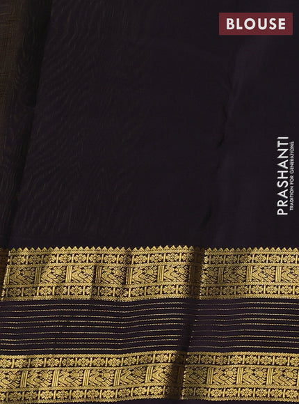 Lime Green & Coffee Brown Kanchipuram Silk - Buttas