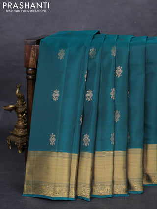 Teal Green Kanchipuram Silk - Buttas