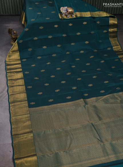 Teal Green Kanchipuram Silk - Buttas