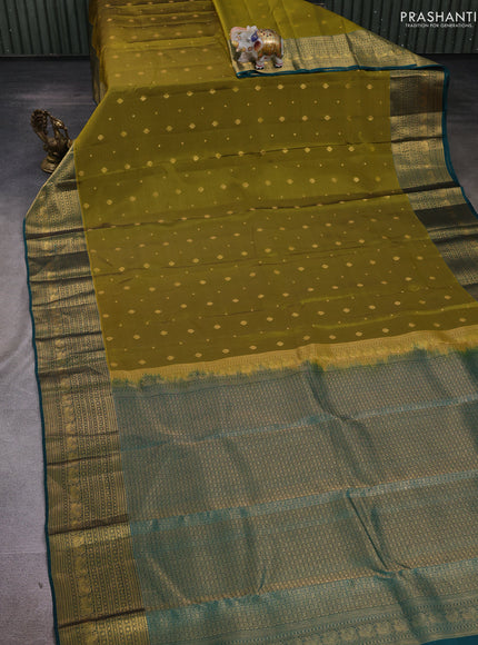 Mehendi Green & Teal Green Kanchipuram Silk - Buttas