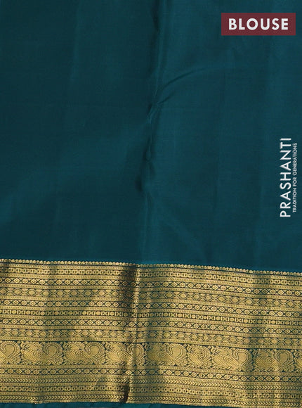 Violet & Teal Green Kanchipuram Silk - Buttas
